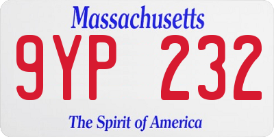 MA license plate 9YP232