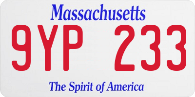 MA license plate 9YP233