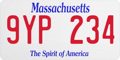 MA license plate 9YP234