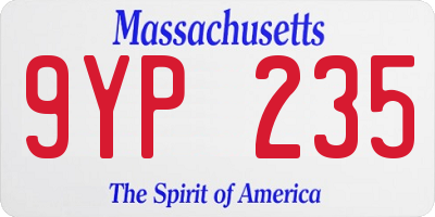 MA license plate 9YP235