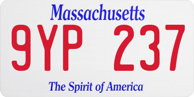 MA license plate 9YP237