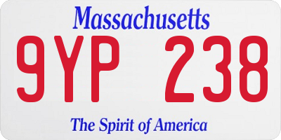 MA license plate 9YP238