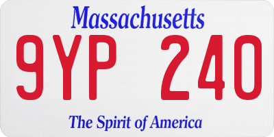 MA license plate 9YP240