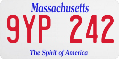 MA license plate 9YP242