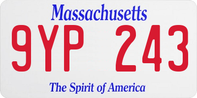 MA license plate 9YP243