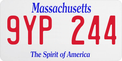 MA license plate 9YP244