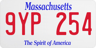 MA license plate 9YP254