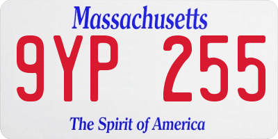 MA license plate 9YP255