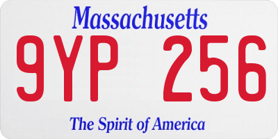 MA license plate 9YP256
