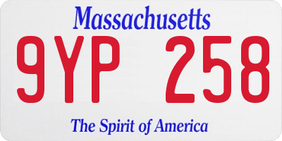 MA license plate 9YP258