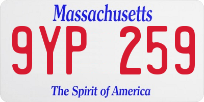 MA license plate 9YP259