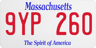 MA license plate 9YP260