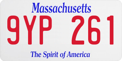 MA license plate 9YP261