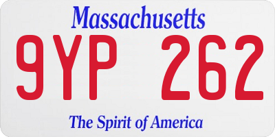 MA license plate 9YP262