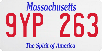 MA license plate 9YP263