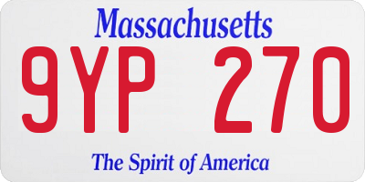 MA license plate 9YP270