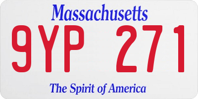 MA license plate 9YP271