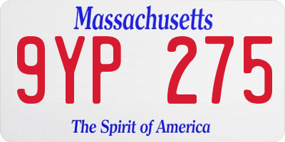 MA license plate 9YP275