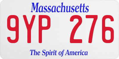 MA license plate 9YP276