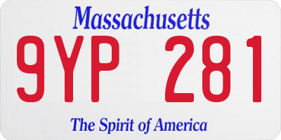 MA license plate 9YP281
