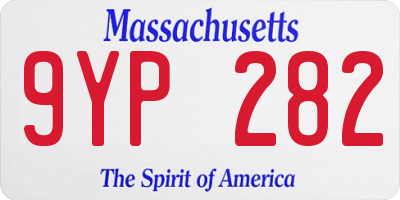 MA license plate 9YP282