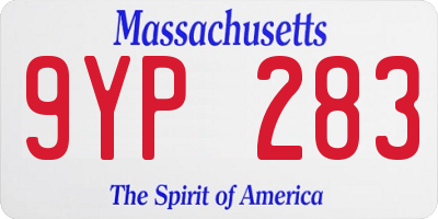 MA license plate 9YP283