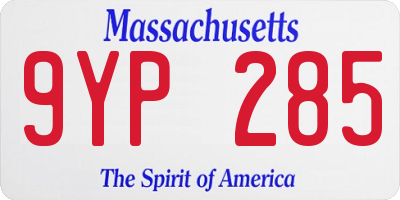 MA license plate 9YP285