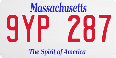 MA license plate 9YP287