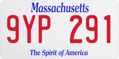 MA license plate 9YP291