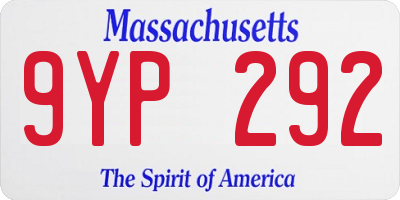 MA license plate 9YP292