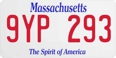 MA license plate 9YP293