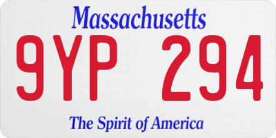 MA license plate 9YP294