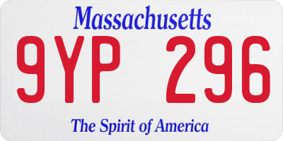 MA license plate 9YP296
