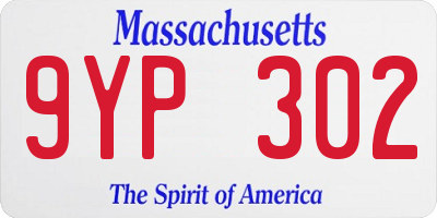MA license plate 9YP302