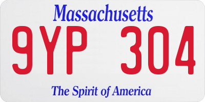 MA license plate 9YP304