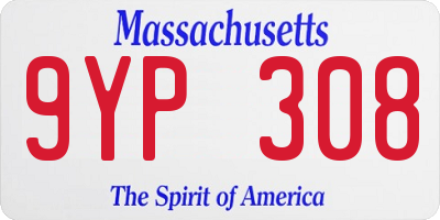 MA license plate 9YP308