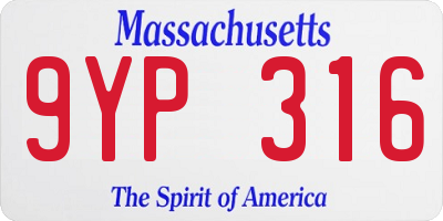 MA license plate 9YP316