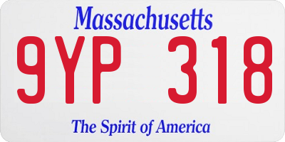 MA license plate 9YP318
