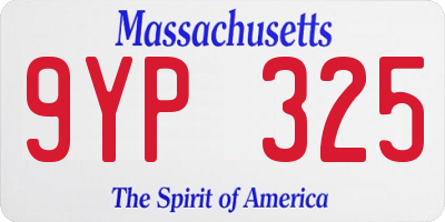 MA license plate 9YP325