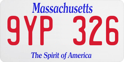 MA license plate 9YP326