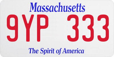 MA license plate 9YP333