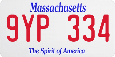MA license plate 9YP334