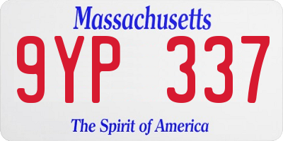 MA license plate 9YP337