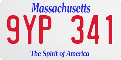MA license plate 9YP341
