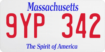 MA license plate 9YP342