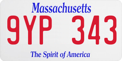 MA license plate 9YP343