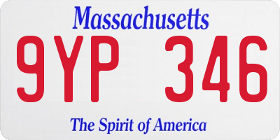 MA license plate 9YP346