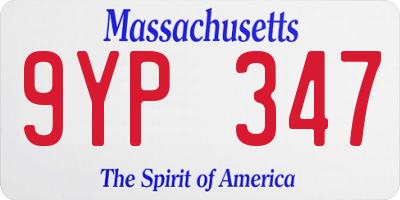 MA license plate 9YP347