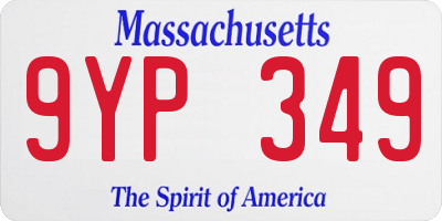 MA license plate 9YP349