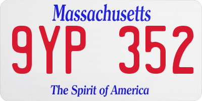 MA license plate 9YP352
